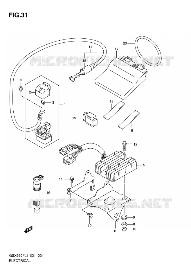 PARTIE ELECTRIQUE (GSX650FUAL1 E21) Suzuki MOTO 650 GSX-F 2011  GSX650FAL1(E21)