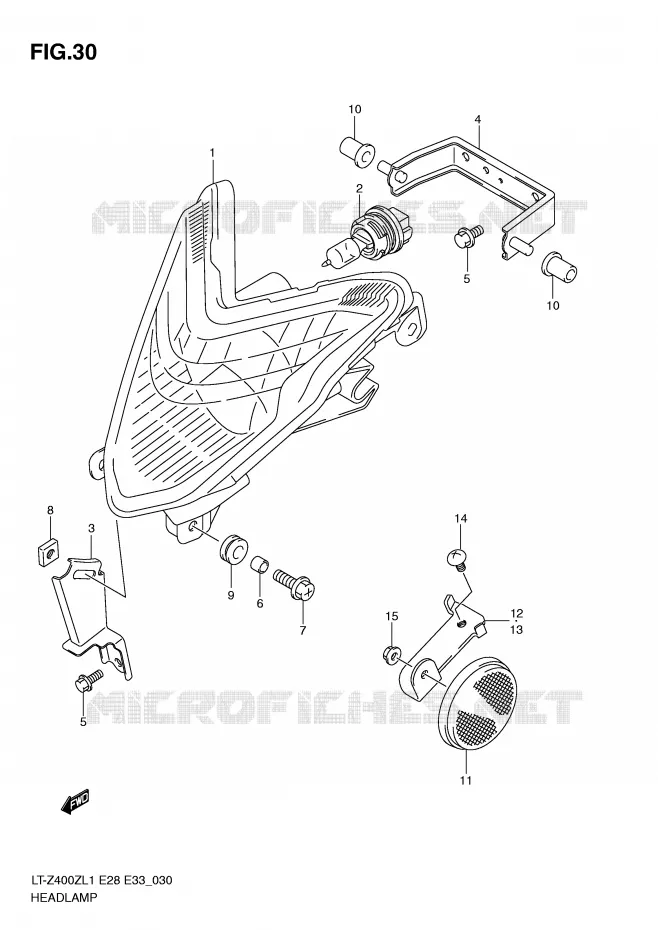PHARE (LT-Z400L1 E28) Suzuki QUAD 400 QUADSPORT 2011  LT-Z400L1(E28/E33)