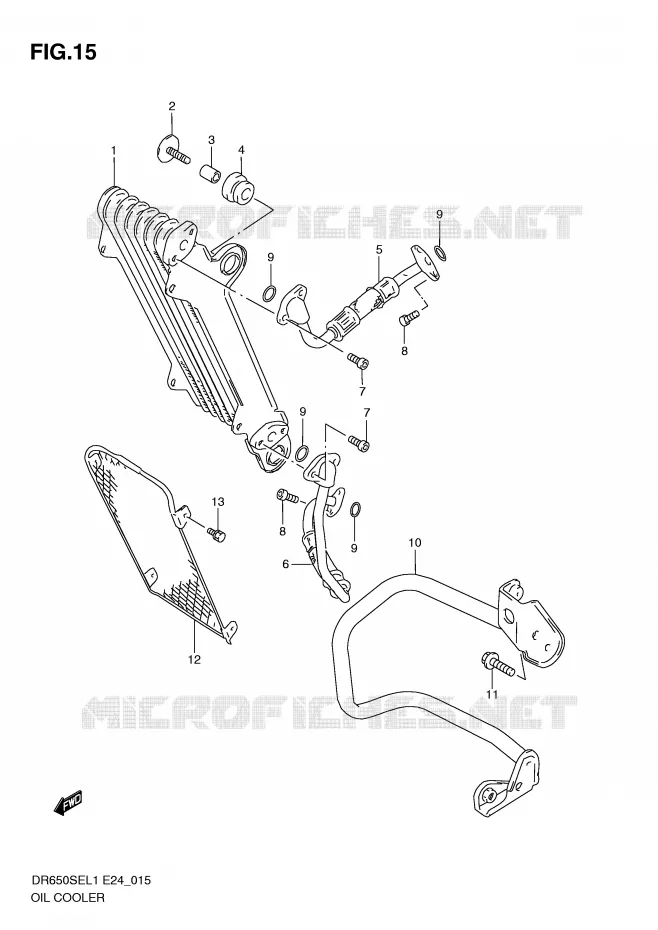 RADIATEUR D'HUILE Suzuki MOTO 650 DR 2011  DR650SE L1(E24)