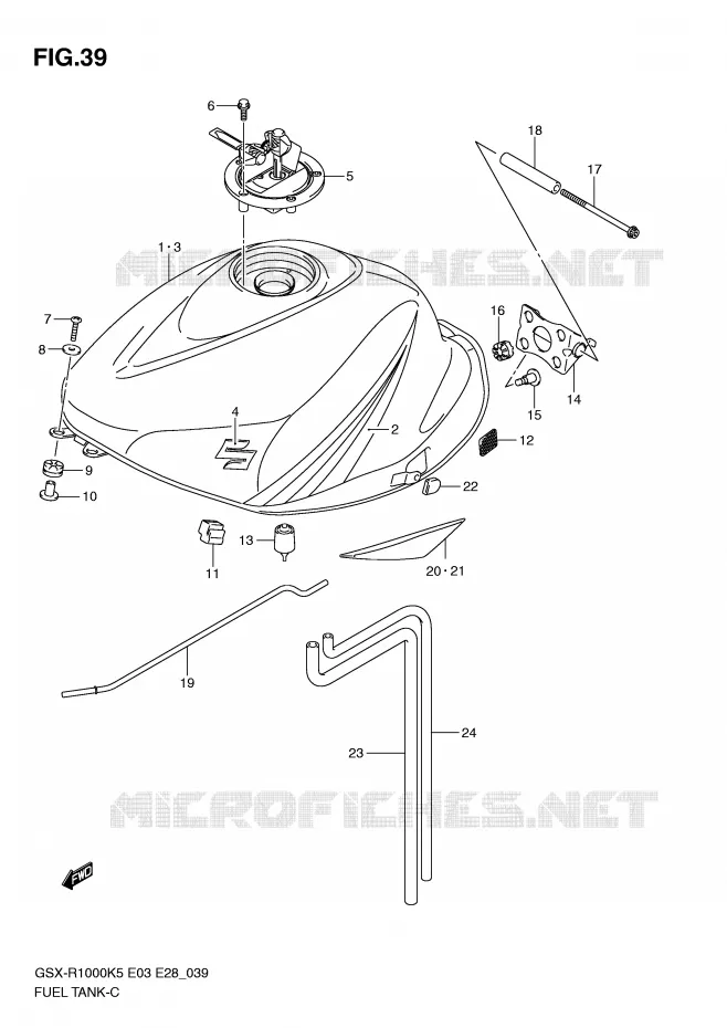 RESERVOIR D'ESSENCE (MODELE K5) Suzuki MOTO 1000 GSX-R 2006  GSX-R1000 K6(E33)