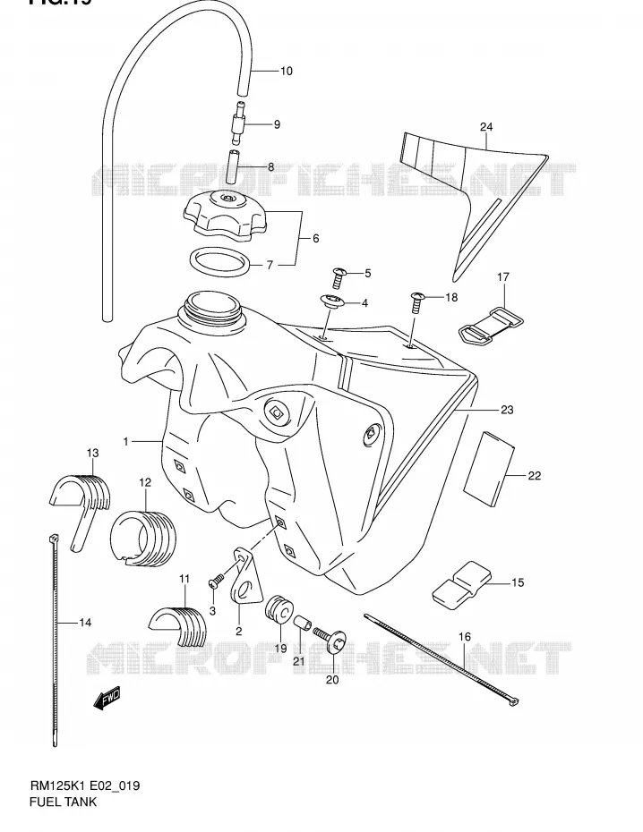 RESERVOIR D'ESSENCE Suzuki MOTO 125 RM 2002  RM125K2(E2)