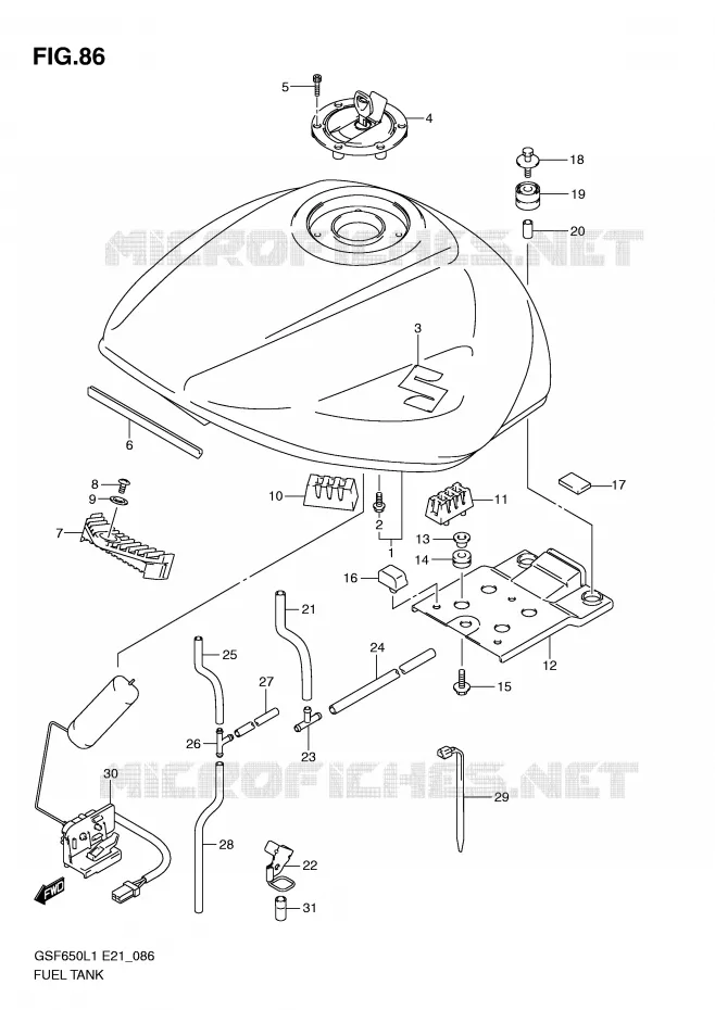 RESERVOIR D'ESSENCE Suzuki MOTO 650 BANDIT 2011  GSF650SUL1(E21)