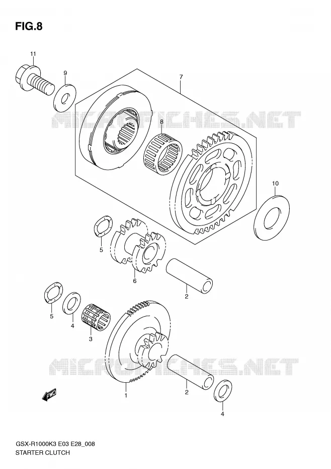 ROUE LIBRE DE DEMARREUR Suzuki MOTO 1000 GSX-R 2004  GSX-R1000ZK4(E3/E28)