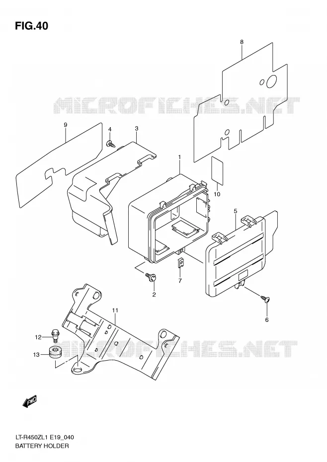 SUPPORT BATTERIE Suzuki QUAD 450 QUADRACER 2011  LT-R450ZL1(E19)