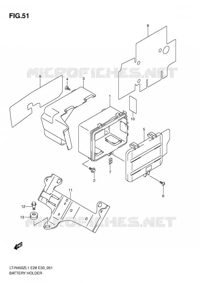 SUPPORT BATTERIE Suzuki QUAD 450 QUADRACER 2011  LT-R450ZL1(E28/E33)