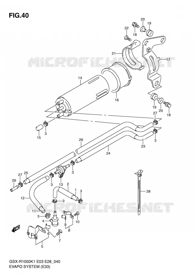 SYSTEME DE RECYCLAGE DES VAPEURS DE CARBURANT (E33) Suzuki MOTO 1000 GSX-R 2002  GSX-R1000K2(E3/E28)
