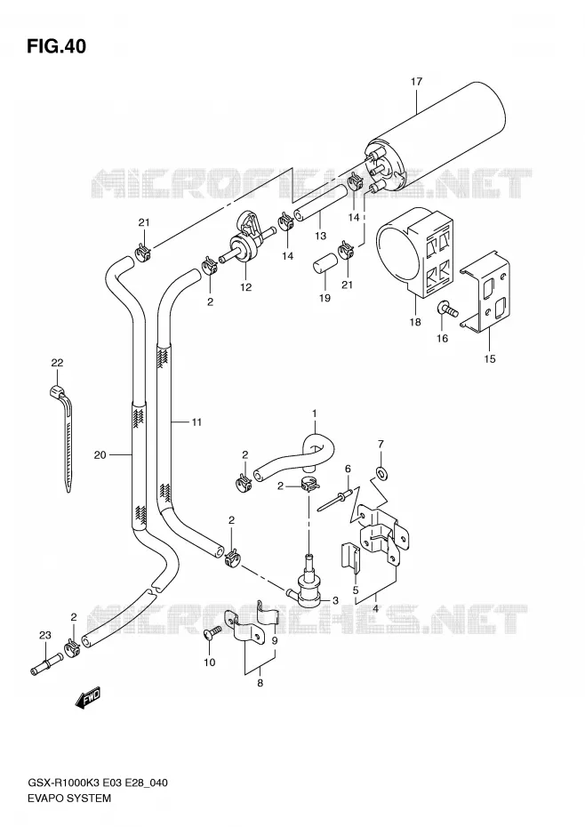 SYSTEME DE RECYCLAGE DES VAPEURS DE CARBURANT (E33) Suzuki MOTO 1000 GSX-R 2003  GSX-R1000K3(E3/E28)