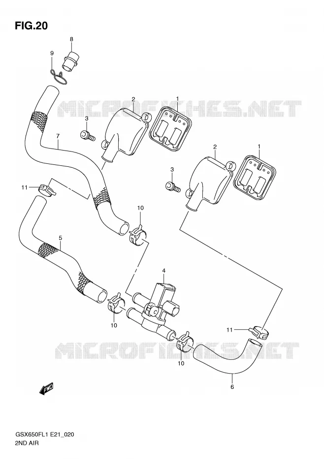 SYSTEME RECYCLAGE GAZ ECHAPPEMENT Suzuki MOTO 650 GSX-F 2011  GSX650FUAL1(E21)