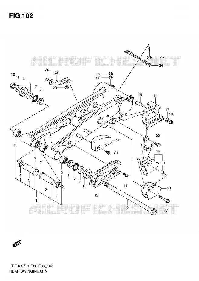BRAS OSCILLANT (LT-R450L1 E33) Suzuki QUAD 450 QUADRACER 2011  LT-R450L1(E28/E33)