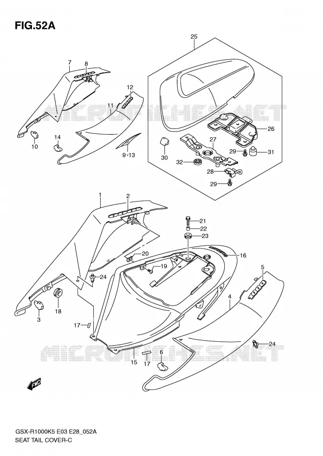 CARENAGE ARRIERE - CAPOT DE SELLE (MODELE K6) Suzuki MOTO 1000 GSX-R 2006  GSX-R1000 K6(E33)