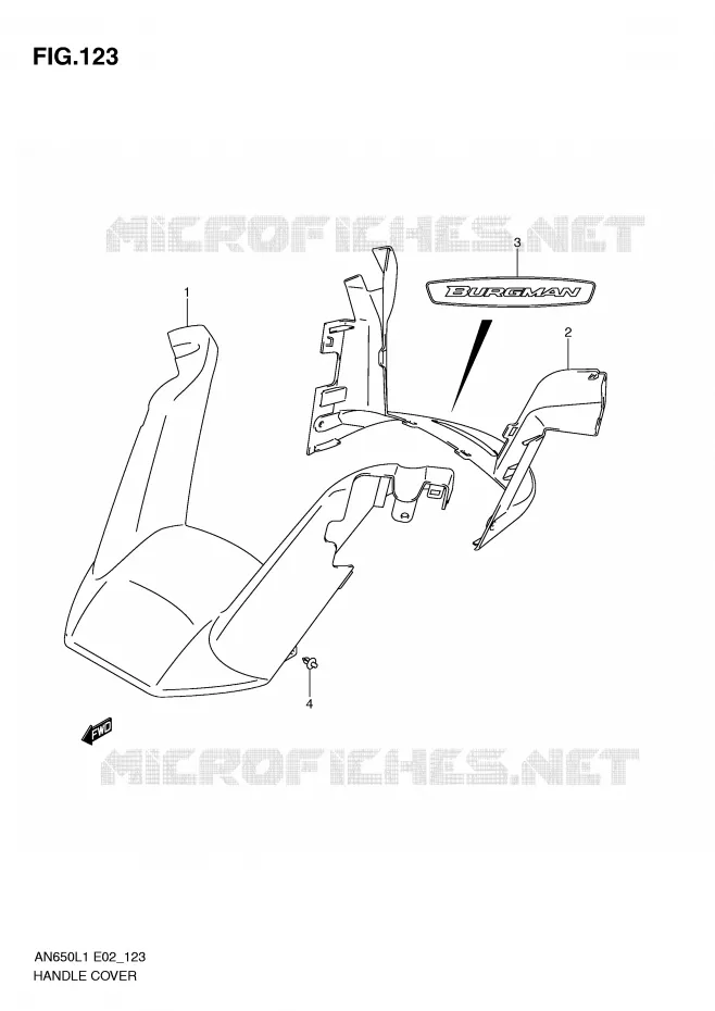 CARENAGE DE GUIDON (AN650L1 E19) Suzuki SCOOTER 650 BURGMAN 2011  AN650L1(E2)