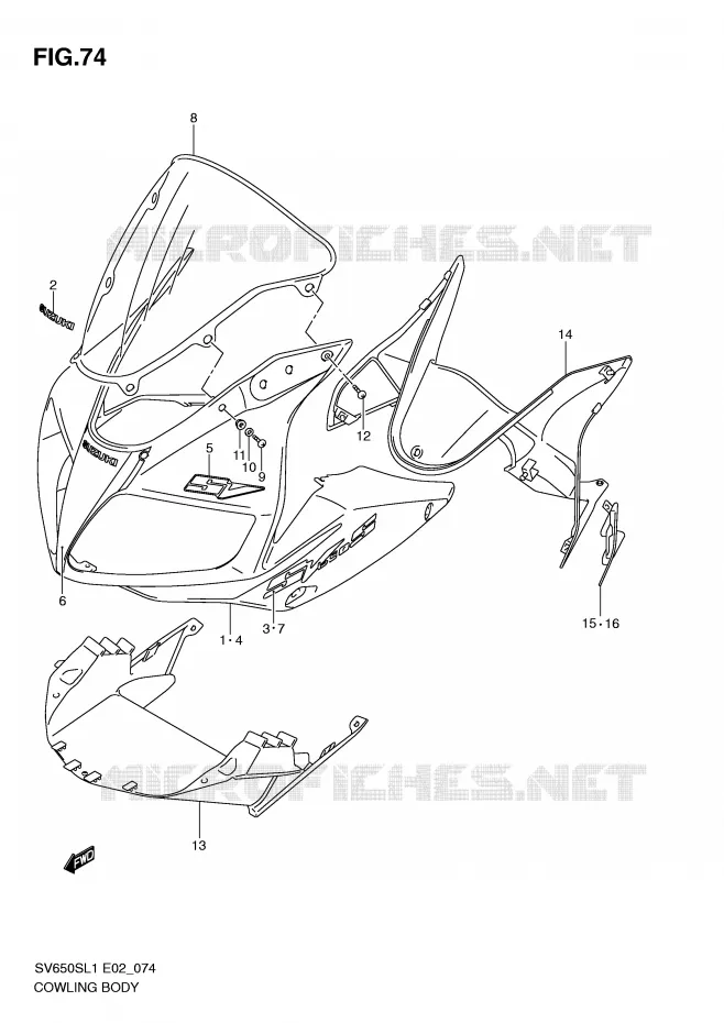 CARENAGES - ETIQUETTES Suzuki MOTO 650 SV 2011  SV650SL1(E2)