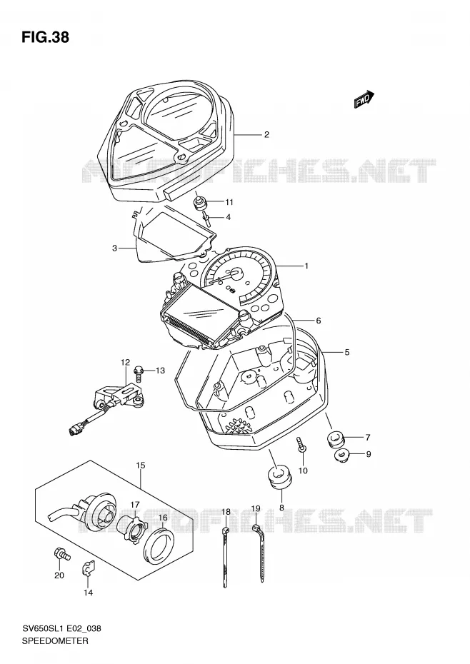 COMPTEUR (SV650SL1 E2) Suzuki MOTO 650 SV 2011  SV650SL1(E2)