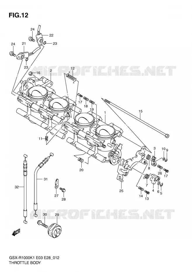 CORPS DE PAPILLON (GSX-R1000K1) Suzuki MOTO 1000 GSX-R 2001  GSX-R1000 K1 (E03,E28,E33)