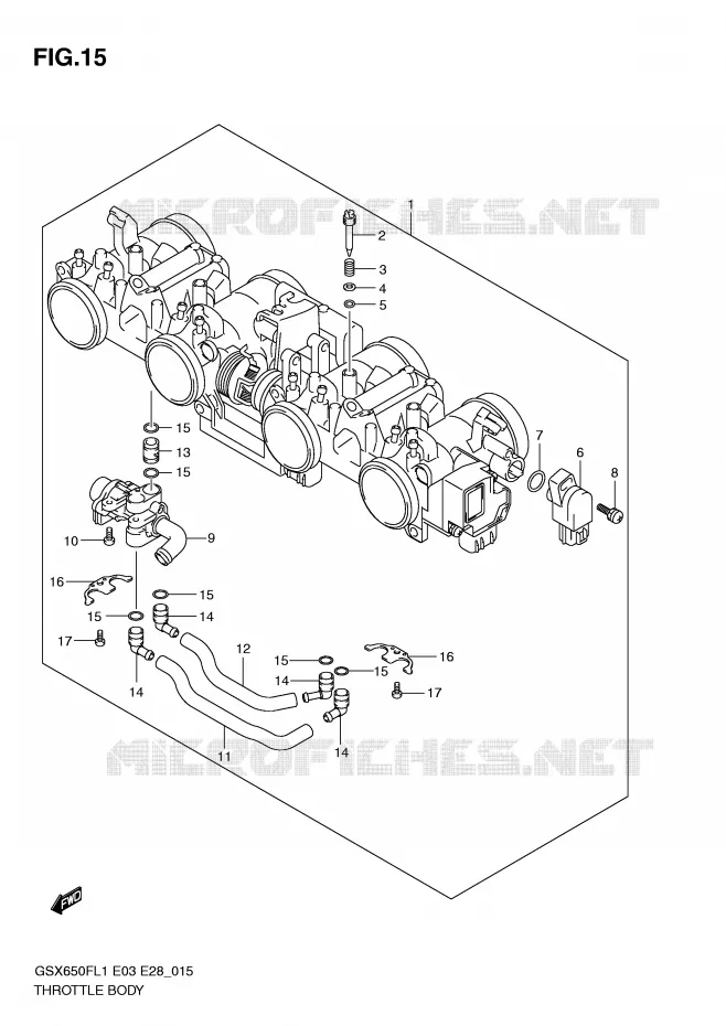 CORPS DE PAPILLON (GSX650FAL1 E28) Suzuki MOTO 650 GSX-F 2011  GSX650FAL1(E3/E28)