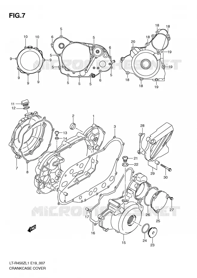 COUVERCLES DE CARTERS (LT-R450L1 E19) Suzuki QUAD 450 QUADRACER 2011  LT-R450ZL1(E19)