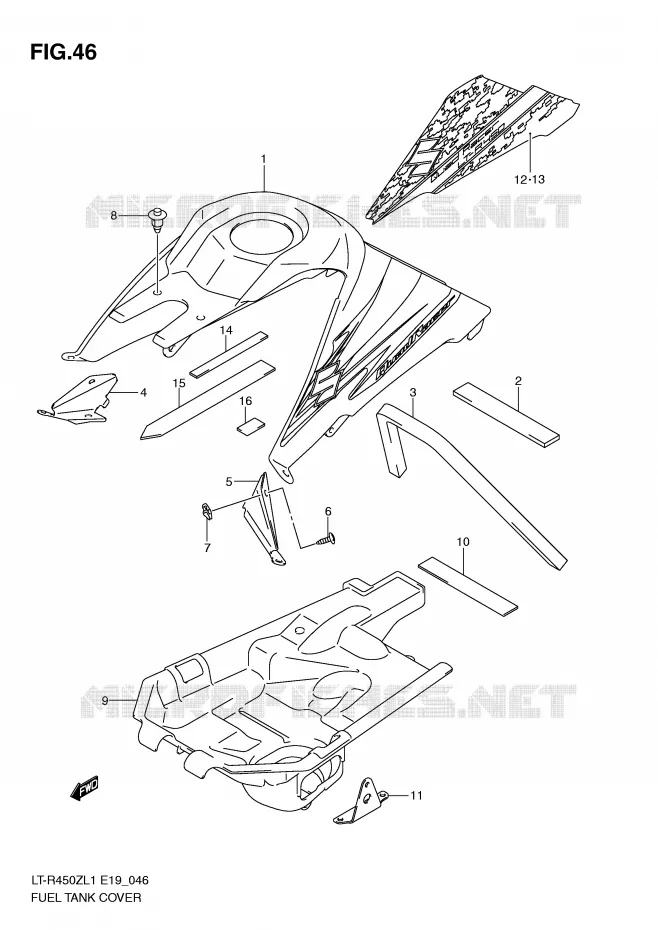 COUVRE RESERVOIR (LT-R450ZL1 E19) Suzuki QUAD 450 QUADRACER 2011  LT-R450L1(E19)