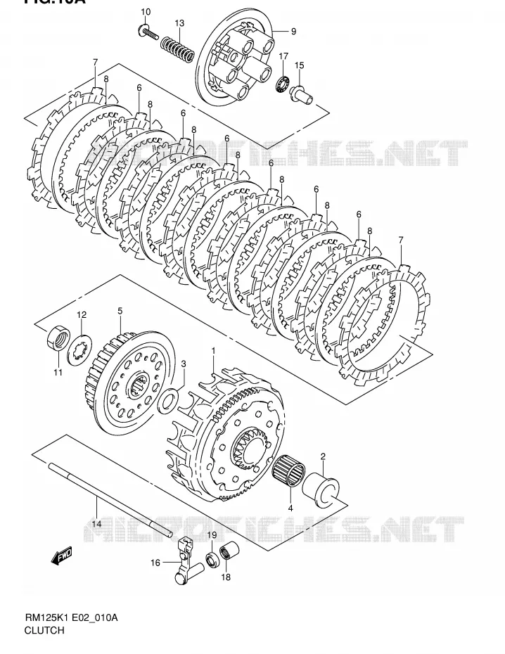 EMBRAYAGE (MODELE K2) Suzuki MOTO 125 RM 2002  RM125 K2 (E02,E04,E24)