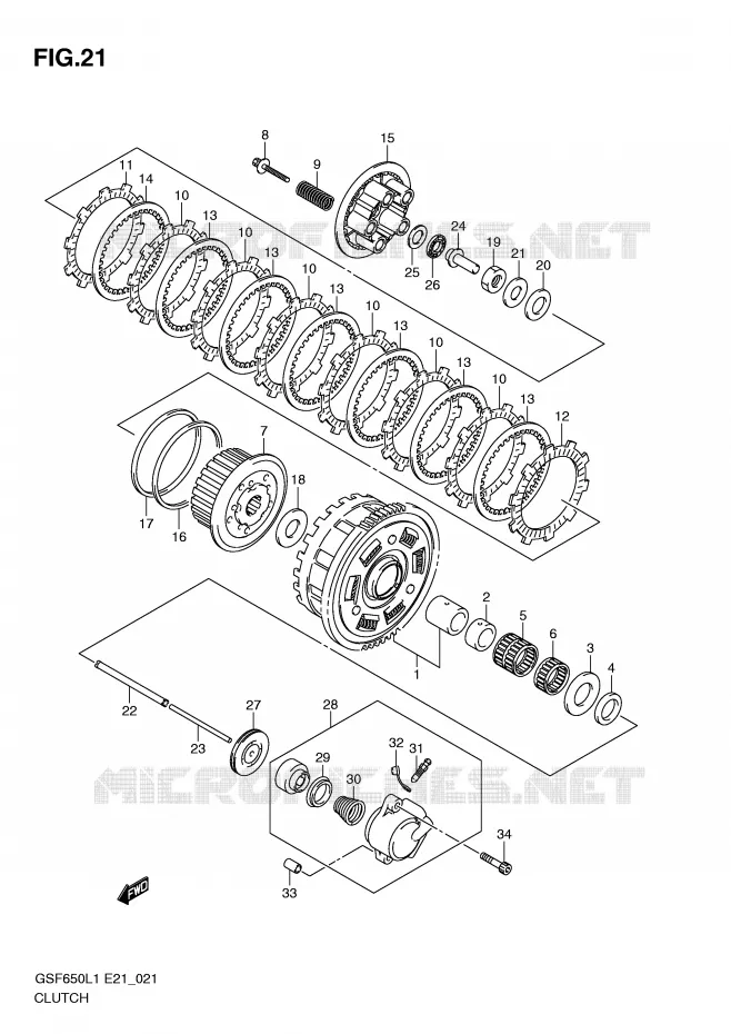 EMBRAYAGE Suzuki MOTO 650 BANDIT 2011  GSF650AL1(E21)