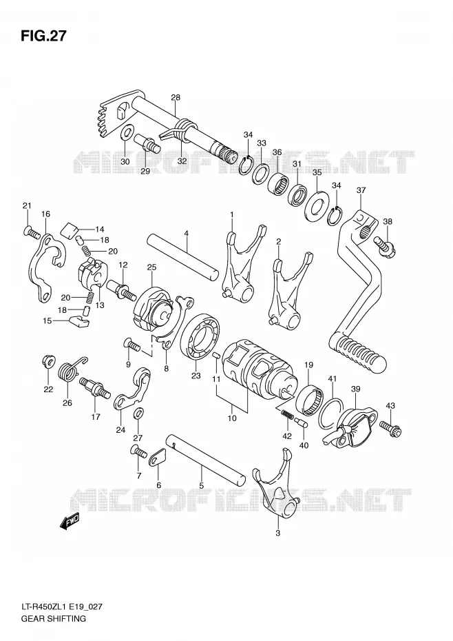 ENSEMBLE DE SELECTION DE VITESSES (LT-R450ZL1 E19) Suzuki QUAD 450 QUADRACER 2011  LT-R450L1(E19)