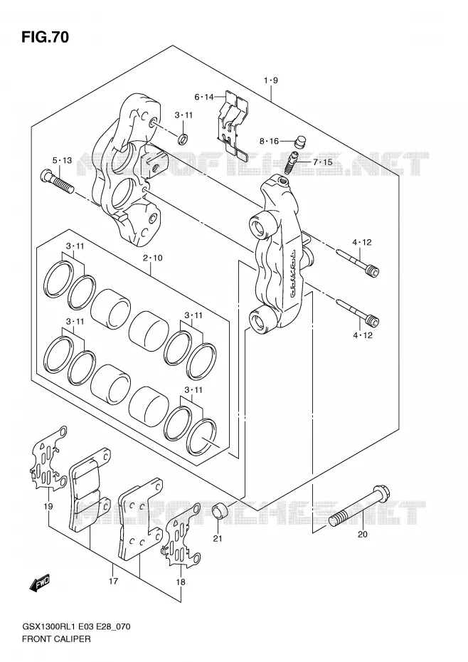 ETRIER DE FREIN AVANT Suzuki MOTO 1300 HAYABUSA 2011  GSX1300RL1(E3/E28)