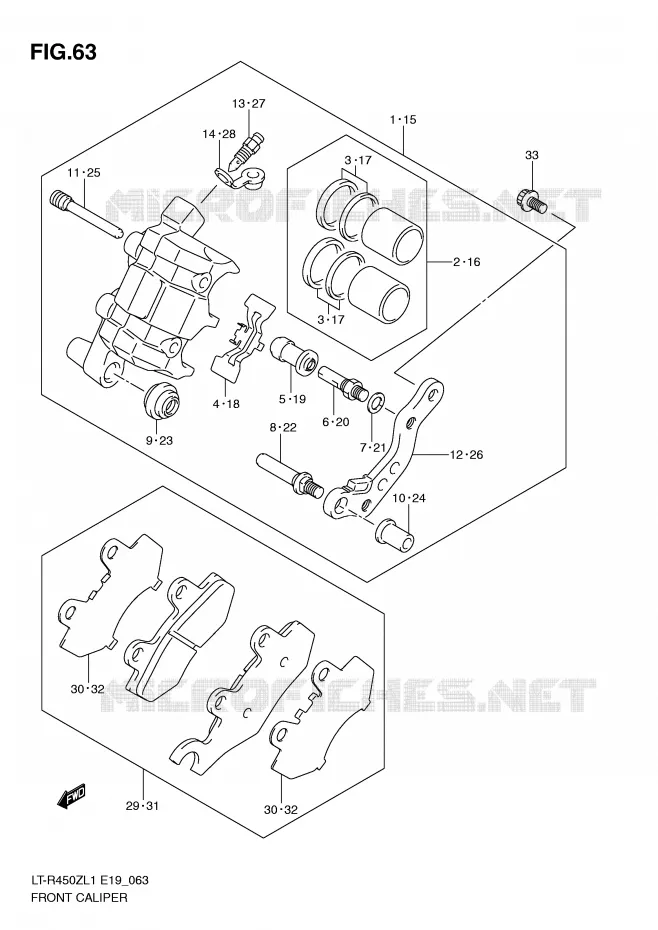 ETRIER DE FREIN AVANT Suzuki QUAD 450 QUADRACER 2011  LT-R450L1(E19)