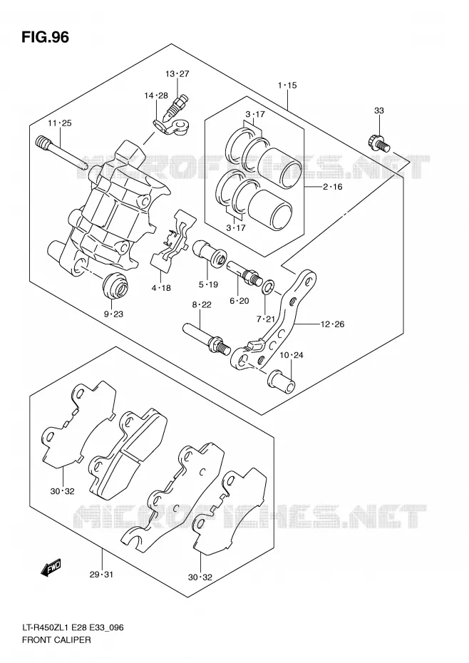 ETRIER DE FREIN AVANT Suzuki QUAD 450 QUADRACER 2011  LT-R450ZL1(E28/E33)