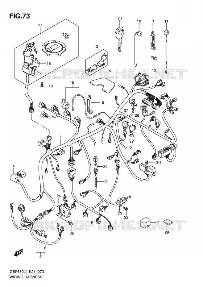 FAISCEAU ELECTRIQUE (GSF650SAL1 E21) Suzuki MOTO 650 BANDIT 2011  GSF650L1(E21)