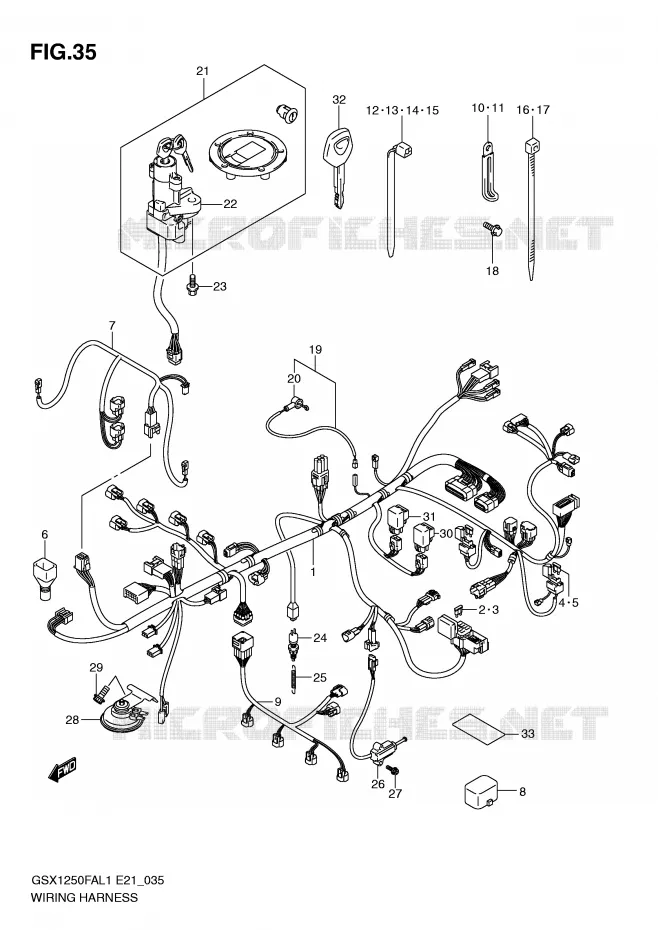 FAISCEAU ELECTRIQUE (GSX1250FAL1 E21) Suzuki MOTO 1250 GSX-F 2012  GSX1250FAL1(E21)