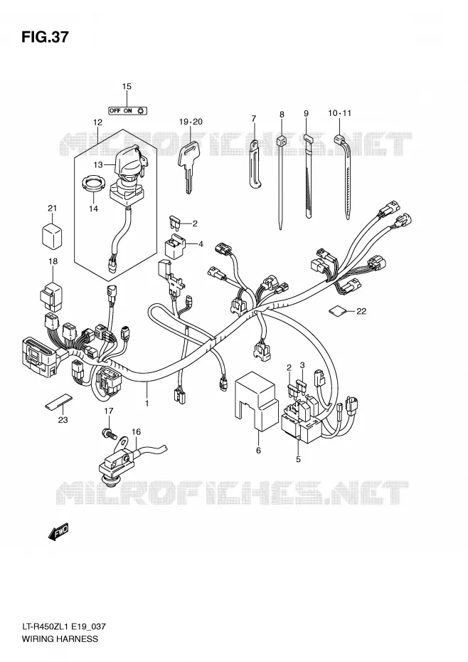 FAISCEAU ELECTRIQUE (LT-R450L1 E19) Suzuki QUAD 450 QUADRACER 2011  LT-R450L1(E19)