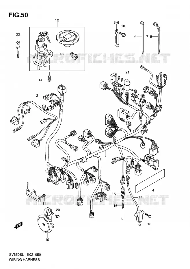 FAISCEAU ELECTRIQUE (SV650SAL1 E24) Suzuki MOTO 650 SV 2011  SV650SUL1(E2)