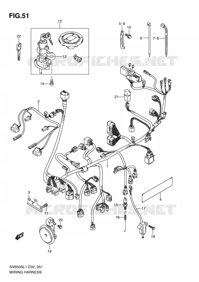 FAISCEAU ELECTRIQUE (SV650SUL1 E24) Suzuki MOTO 650 SV 2011  SV650SL1(E2)