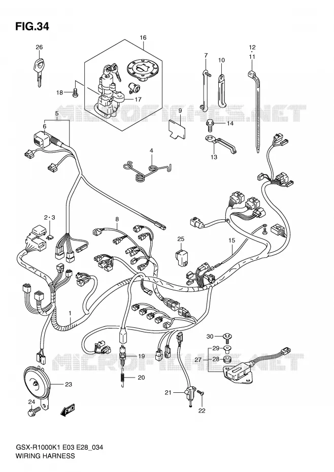 FAISCEAU ELECTRIQUE Suzuki MOTO 1000 GSX-R 2001  GSX-R1000 K1 (E03,E28,E33)