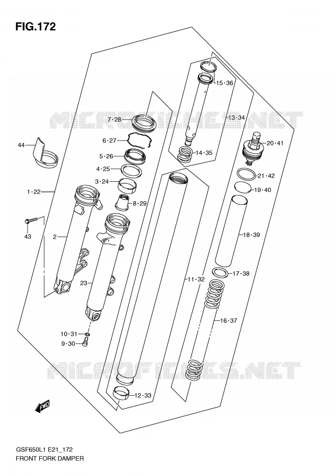 FOURCHE (GSF650SL1 E21) Suzuki MOTO 650 BANDIT 2011  GSF650AL1(E21)