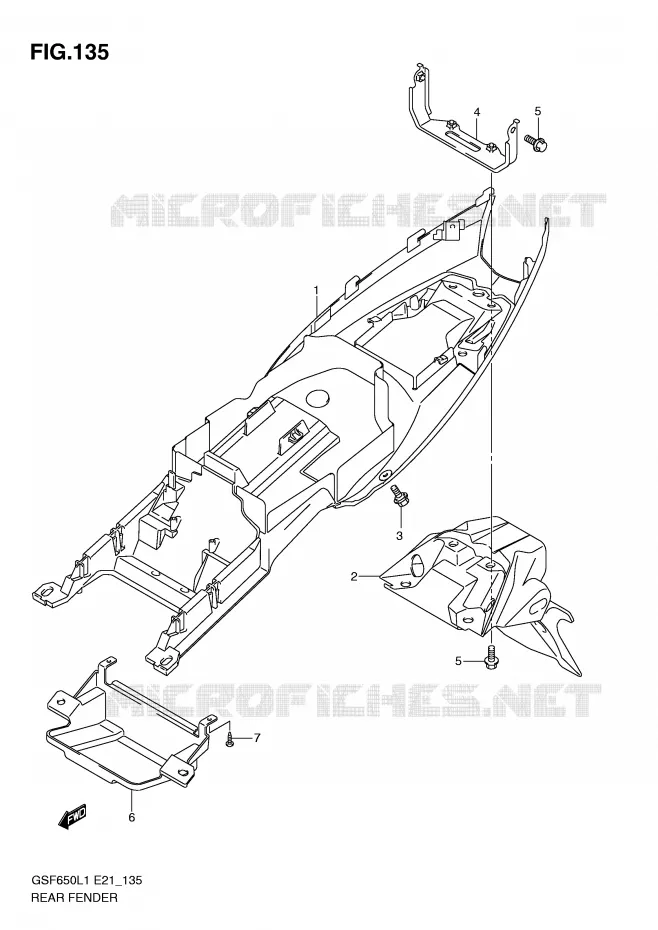 GARDE BOUE ARRIERE (GSF650L1 E21) Suzuki MOTO 650 BANDIT 2011  GSF650UL1(E21)