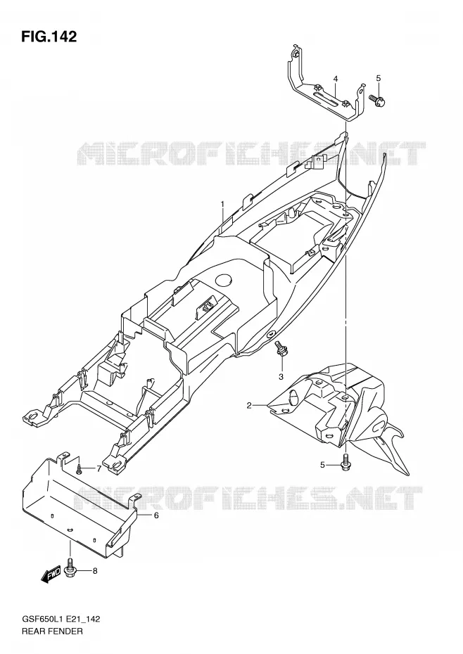 GARDE BOUE ARRIERE (GSF650SUAL1 E21) Suzuki MOTO 650 BANDIT 2011  GSF650SUAL1(E21)