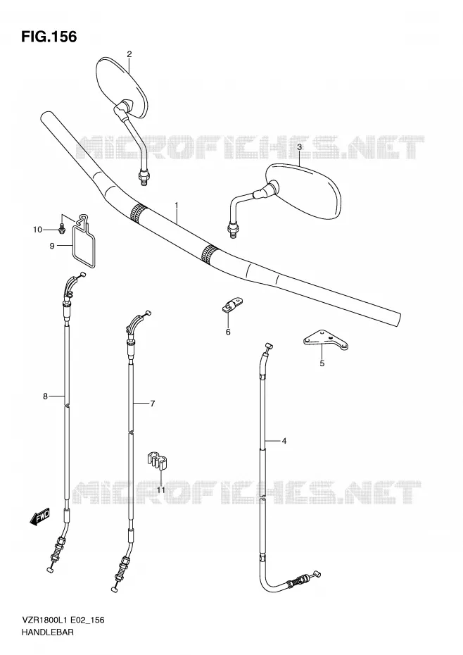 GUIDON (VZR1800L1 E24) Suzuki MOTO 1800 INTRUDER 2011  VZR1800ZUFL1(E2)