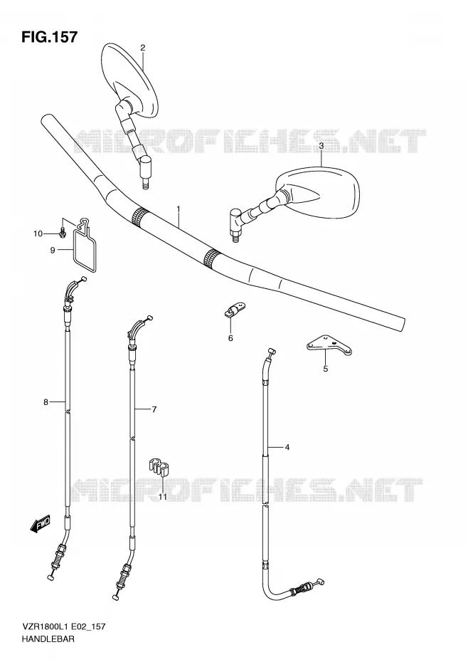 GUIDON (VZR1800L1 E51) Suzuki MOTO 1800 INTRUDER 2011  VZR1800ZUFL1(E2)