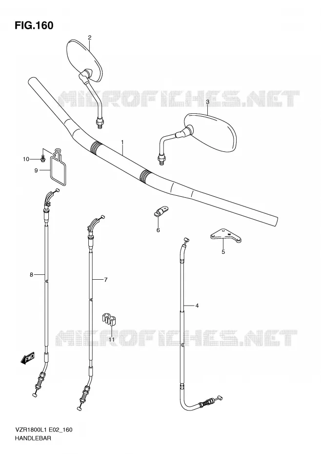GUIDON (VZR1800ZL1 E24) Suzuki MOTO 1800 INTRUDER 2011  VZR1800ZUFL1(E2)