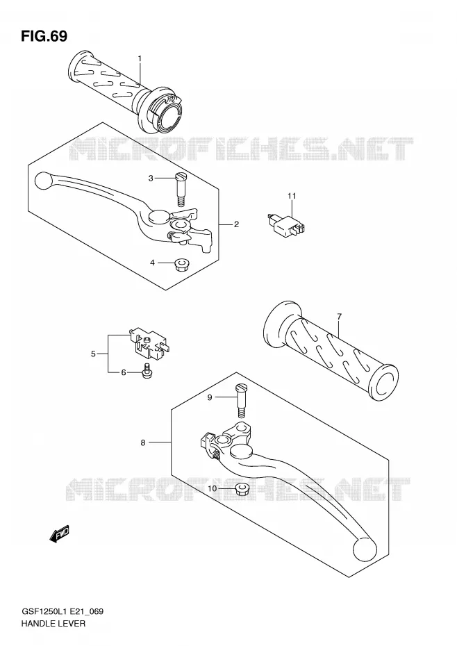 LEVIERS - POIGNEES (GSF1250AL1 E21) Suzuki MOTO 1250 BANDIT 2011  GSF1250AL1(E21)