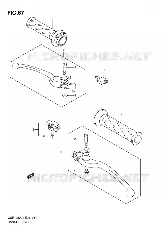 LEVIERS - POIGNEES (GSF1250L1 E21) Suzuki MOTO 1250 BANDIT 2012  GSF1250L1(E21)