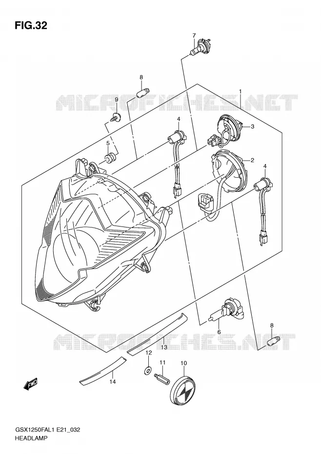 PHARE (GSX1250FAL1 E24) Suzuki MOTO 1250 GSX-F 2011  GSX1250FAL1(E21)