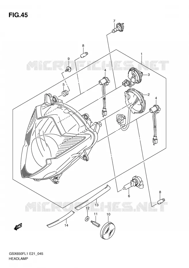 PHARE (GSX650FL1 E24) Suzuki MOTO 650 GSX-F 2011  GSX650FUL1(E21)