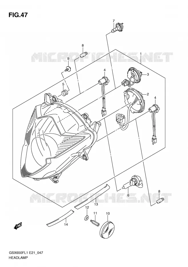 PHARE (GSX650FUL1 E24) Suzuki MOTO 650 GSX-F 2011  GSX650FAL1(E21)