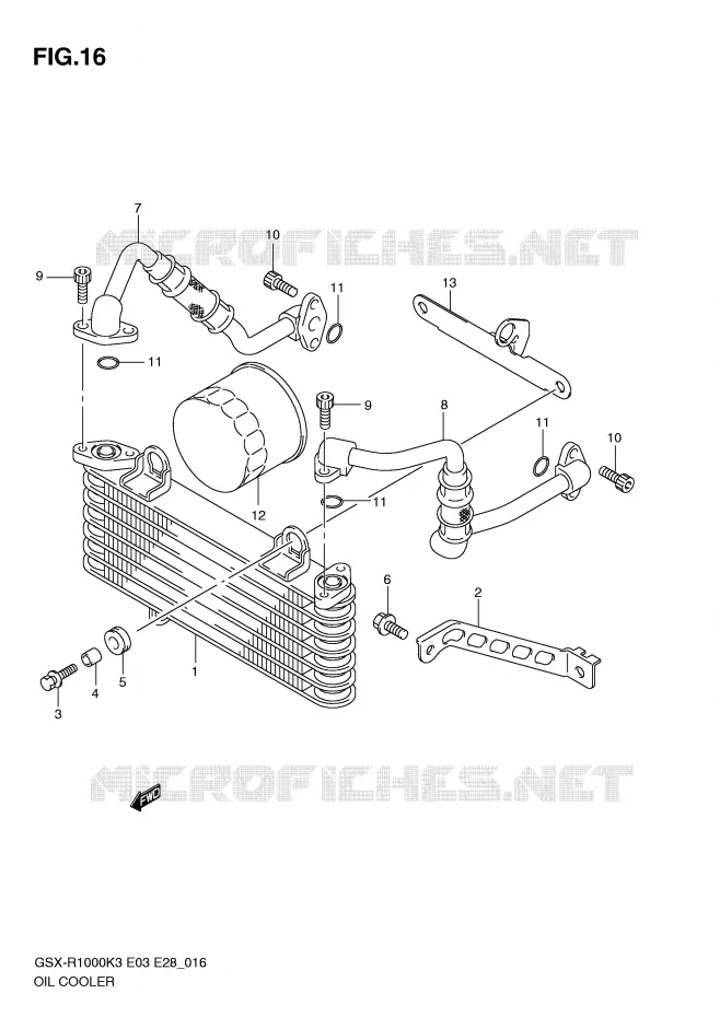 RADIATEUR D'HUILE Suzuki MOTO 1000 GSX-R 2003  GSX-R1000 K3 (E03,E28,E33)