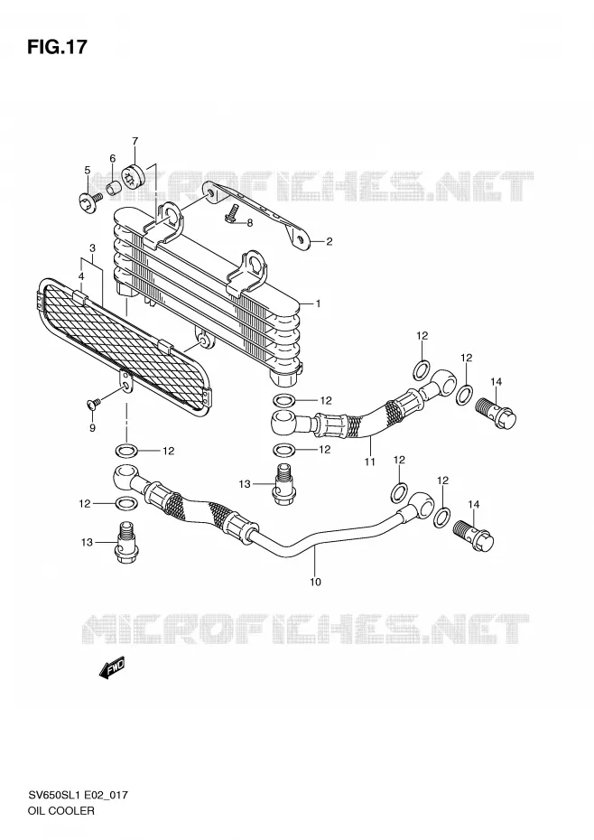 RADIATEUR D'HUILE Suzuki MOTO 650 SV 2011  SV650SAL1(E2)
