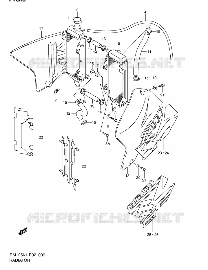 RADIATEUR Suzuki MOTO 125 RM 2001  RM125K1(E2)