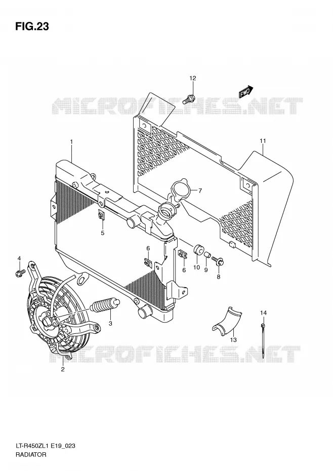 RADIATEUR Suzuki QUAD 450 QUADRACER 2011  LT-R450ZL1(E19)