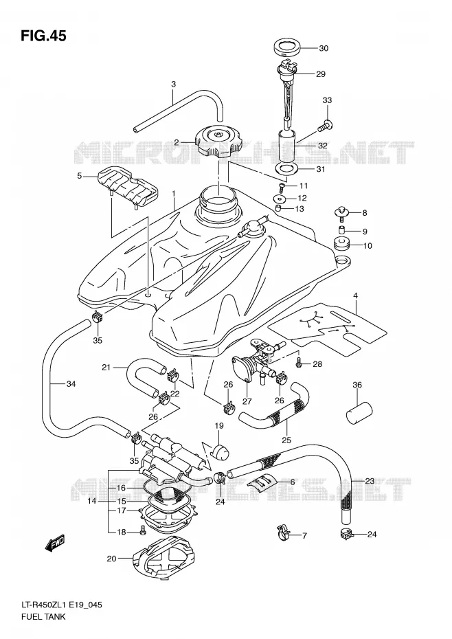 RESERVOIR D'ESSENCE (LT-R450L1 E19) Suzuki QUAD 450 QUADRACER 2011  LT-R450L1(E19)