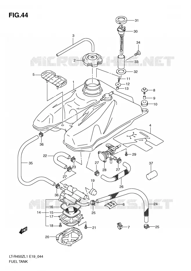 RESERVOIR D'ESSENCE (LT-R450ZL1 E19) Suzuki QUAD 450 QUADRACER 2011  LT-R450L1(E19)